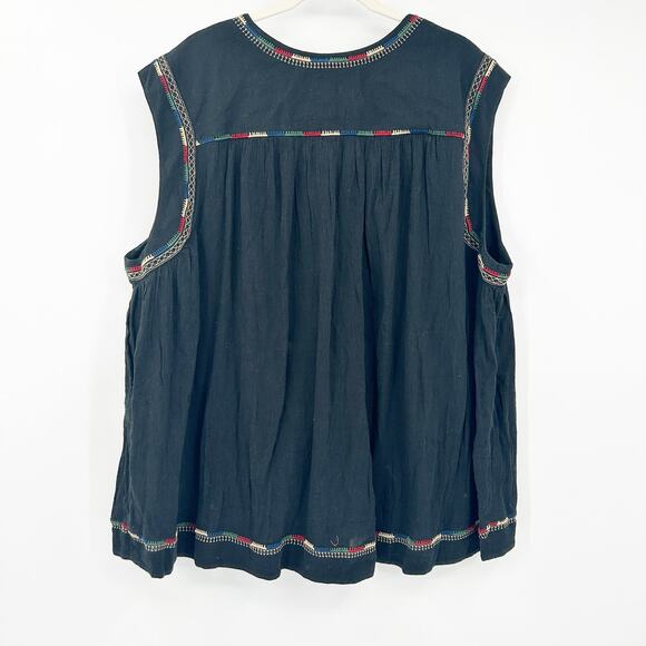 J. Jill Womens Summer Embroidered Boho Cotton Blend Sleeveless Blouse Size 4X - Picture 6 of 6